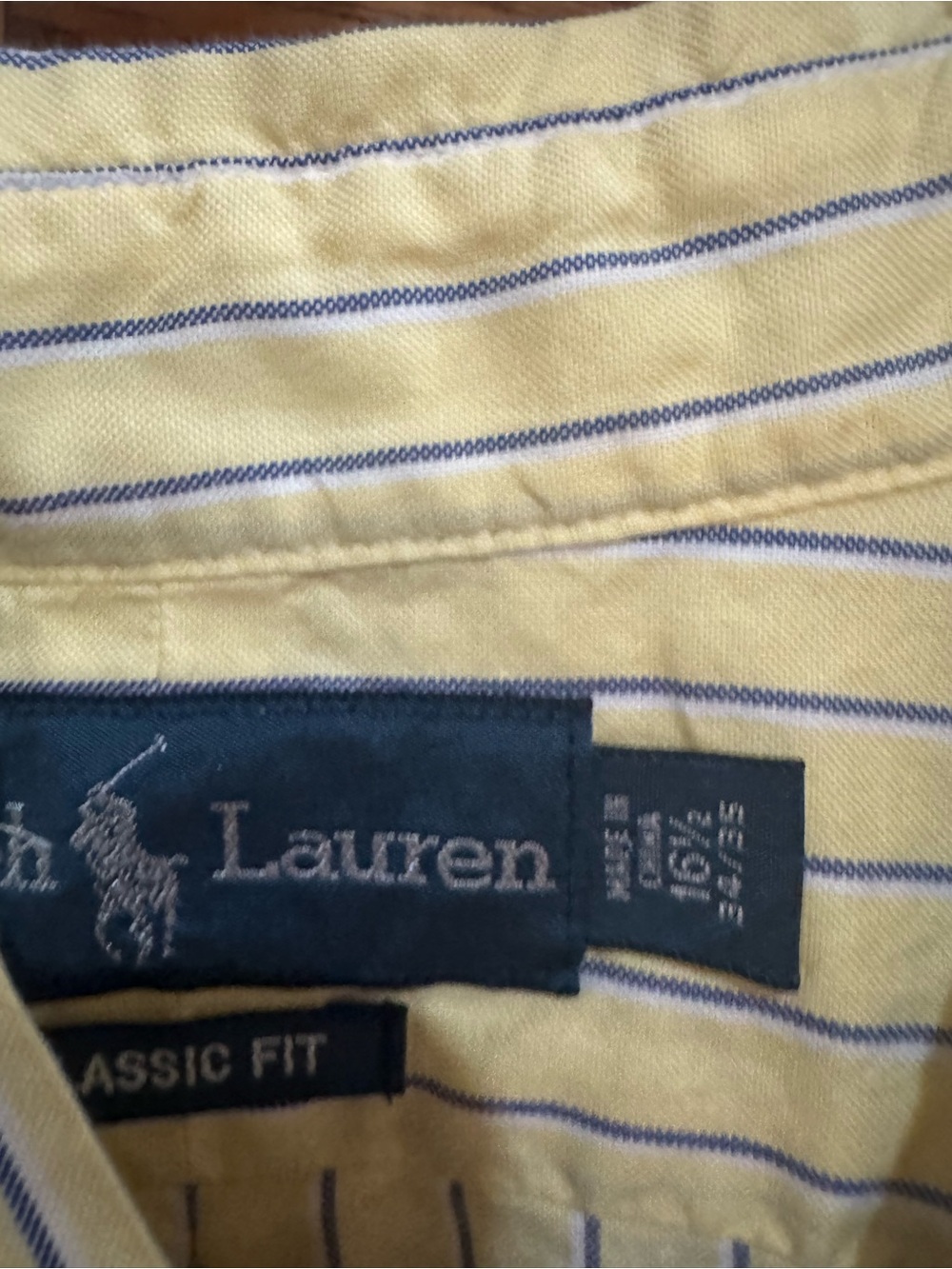 Polo by Ralph Lauren Yellow and Navy Striped Button-Down Shirt - Picture 3 of 3